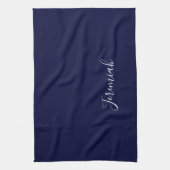 Navy Blue Color Plain Modern Own Name Calligraphy Geschirrtuch (Vertikal)
