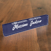 Navy Blue Color Plain Modern Own Name Calligraphy Namensplakette (Seite)