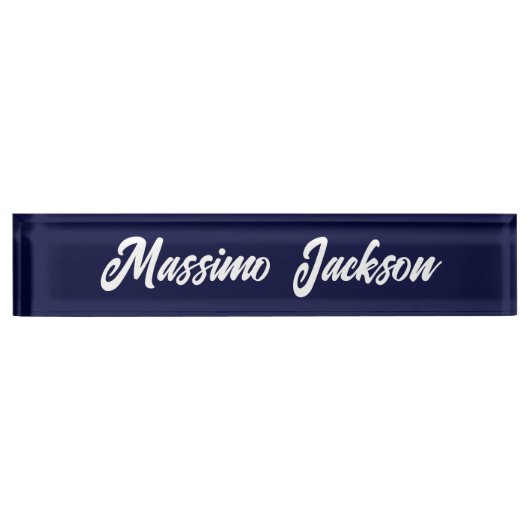 Navy Blue Color Plain Modern Own Name Calligraphy Namensplakette (Vorderseite)