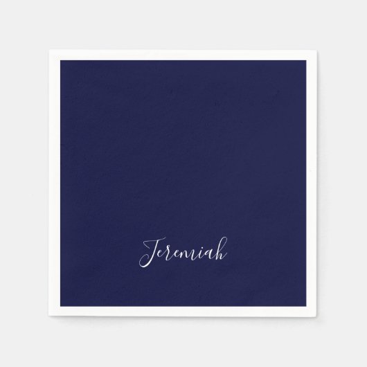 Navy Blue Color Plain Modern Own Name Calligraphy Serviette (Vorderseite)
