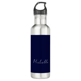 Navy Blue Color Schlicht Moderne Namenskalligraphi Edelstahlflasche