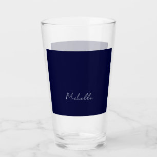 Navy Blue Color Schlicht Moderne Namenskalligraphi Glas