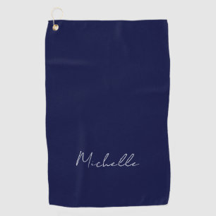 Navy Blue Color Schlicht Moderne Namenskalligraphi Golfhandtuch