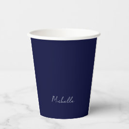Navy Blue Color Schlicht Moderne Namenskalligraphi Pappbecher