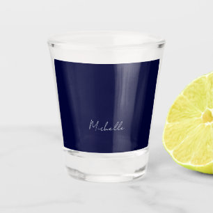 Navy Blue Color Schlicht Moderne Namenskalligraphi Schnapsglas