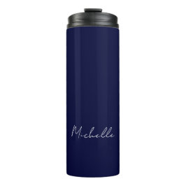 Navy Blue Color Schlicht Moderne Namenskalligraphi Thermosbecher