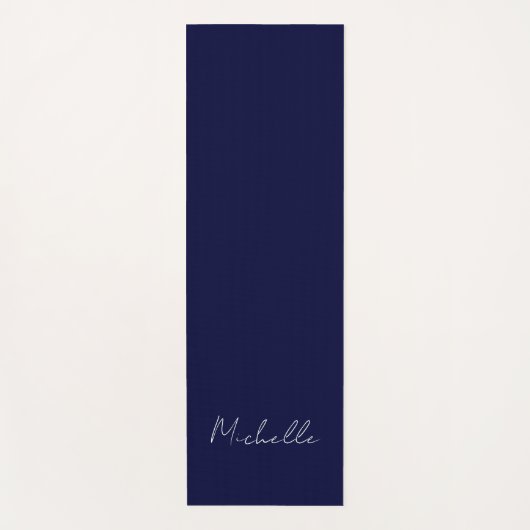 Navy Blue Color Schlicht Moderne Namenskalligraphi Yogamatte (Vorderseite)