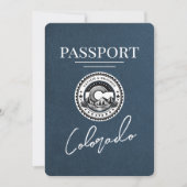 Navy Blue Colorado Passport Save the Date (Vorderseite)