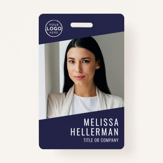 Navy Blue Company Logo Employee ID Ausweis (Vorderseite)