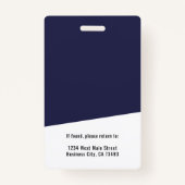 Navy Blue Company Logo Employee ID Ausweis (Rückseite)