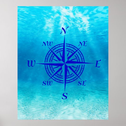 Navy Blue Compass Rose Poster (Vorne)