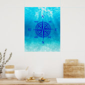 Navy Blue Compass Rose Poster (Küche)