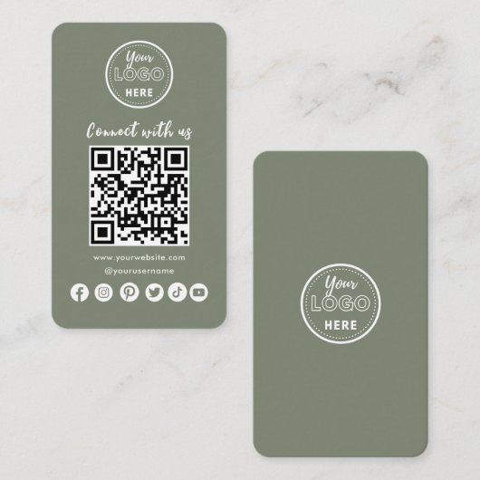 Navy Blue Connect mit dem QR-Code der US Social Me Visitenkarte (Vorne/Hinten)