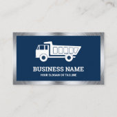 Navy Blue Construction Hauling Dump Truck Visitenkarte (Vorderseite)
