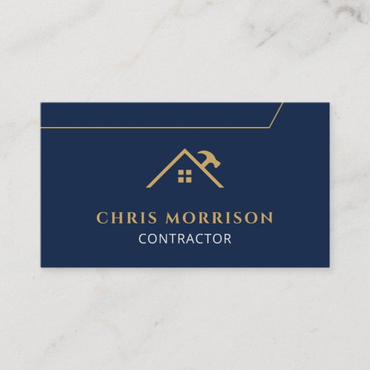 Navy Blue Contractor Construction QR Code Visitenkarte (Vorderseite)