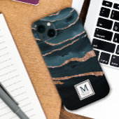 Navy Blue & Copper Elegantes Abstraktes Wasser Case-Mate iPhone Hülle