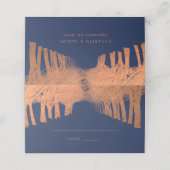 Navy Blue Copper Trees Avenue Hochzeiten Platzkart Platzkarte (Außenseite Aufgefaltet)