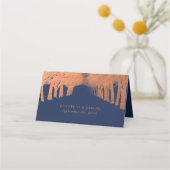 Navy Blue Copper Trees Avenue Hochzeiten Platzkart Platzkarte (Rückseite)