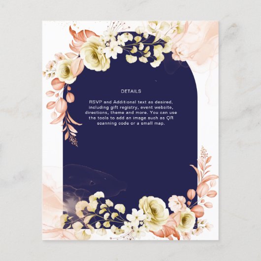 Navy Blue Coral Boho Floral Wedites (Rückseite)
