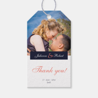 Navy Blue Coral Foto Danke, dass Sie Gift Tags Geschenkanhänger