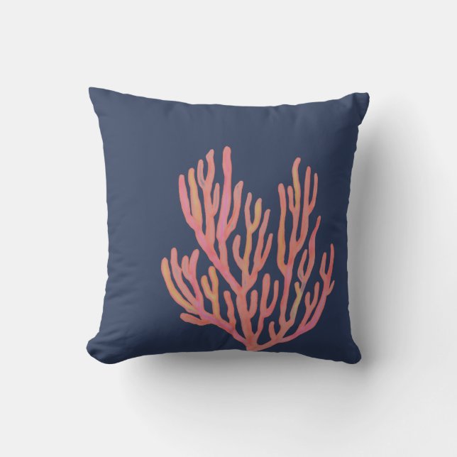Navy Blue Coral Kissen (Vorderseite)