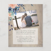 Navy Blue Coral Orange Wedding Vielen Dank (Vorderseite)