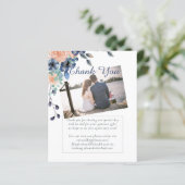 Navy Blue Coral Orange Wedding Vielen Dank (Stehend Vorderseite)