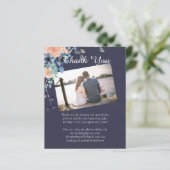 Navy Blue Coral Orange Wedding Vielen Dank (Stehend Vorderseite)