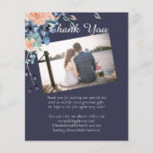 Navy Blue Coral Orange Wedding Vielen Dank (Vorderseite)