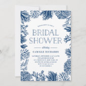 Navy Blue Coral Reefs rahmen nautisches Brautparty Einladung (Vorderseite)