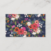 Navy Blue & Coral - Vibranly Boho Floral Pattern Visitenkarte (Rückseite)