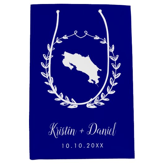 Navy Blue Costa Rica Karte Hochzeit Begrüßung Swag Mittlere Geschenktüte (Vorderseite)