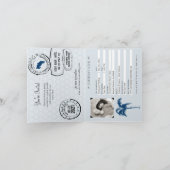 Navy Blue Costa Rica Passport Wedding Einladung (Innenseite)