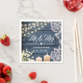 Navy Blue Country Holz String Lights Lace Mr & Mrs Serviette (Beispiel)