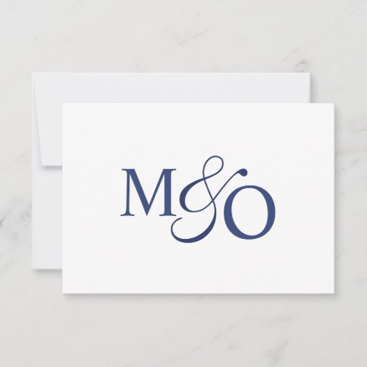 Navy Blue Couple Ampersand Monogram Mitteilungskarte (Vorderseite)