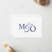 Navy Blue Couple Ampersand Monogram Mitteilungskarte (Vorderseite/Rückseite Beispiel)
