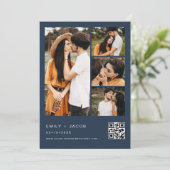 Navy Blue Couple's Shower Foto QR Code Einladung (Stehend Vorderseite)