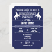 Navy Blue Cowboy Rodeo Geburtstagsparty Einladung (Vorne/Hinten)