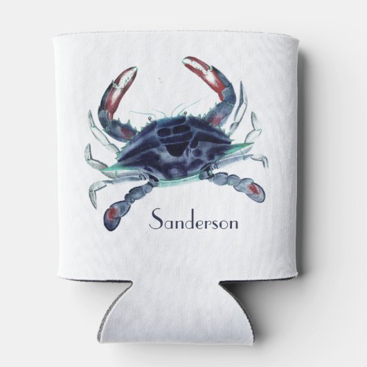 Navy Blue Crab Nautical Coastal kann kühlen Dosenkühler (Rückseite)