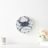 Navy blue crab watercolor nautical coastal runde wanduhr (Zuhause)