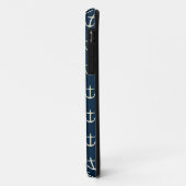 Navy Blue Cream Anchor Muster Grau Monogramm Case-Mate iPhone Hülle (Hinten/Links)