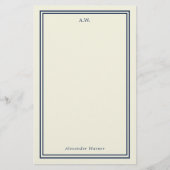 Navy Blue & Cream Mit Monogramm Stationery Briefpapier (Vorderseite)