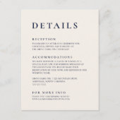 Navy Blue & Cream Modernes Minimalistisches Elegan Begleitkarte (Vorderseite)
