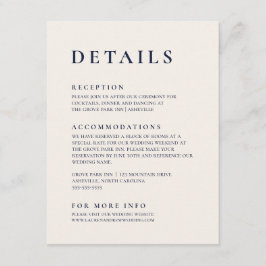 Navy Blue & Cream Modernes Minimalistisches Elegan Begleitkarte