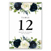 Navy Blue & Cream White Wedding Tischnummer (Vorderseite)