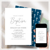 Navy Blue Cross | Taufe Einladung