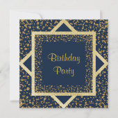 NAVY BLUE CRYSTAL GOLD GEBURTTAG LAYERED EINLADUNG (Vorderseite)