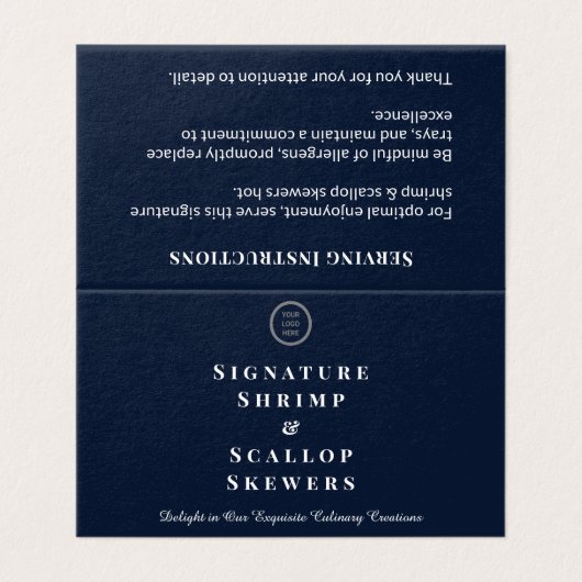 Navy Blue Custom Logo Catering Food Name Label (Außenseite Aufgefaltet)