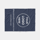 Navy Blue Custom Logo Social Media Modernes Geschä Fleecedecke (Vorderseite (Horizontal))