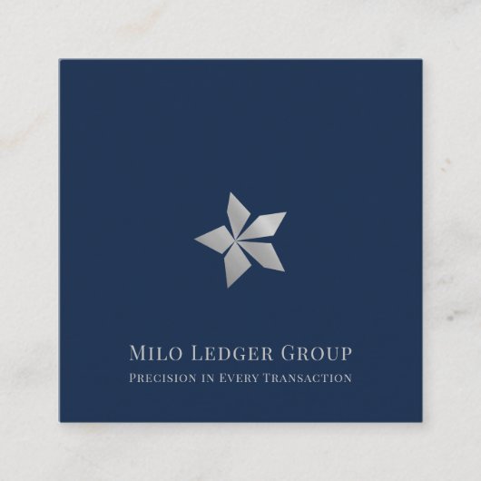 Navy Blue Custom Logo Square Quadratische Visitenkarte (Vorderseite)